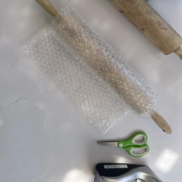 Materials needed for the bubble wrap art.