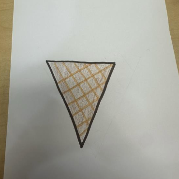 A brown hand drawn ice cream cone.