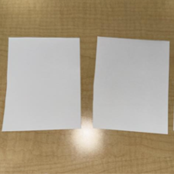 Two white pieces of paper.