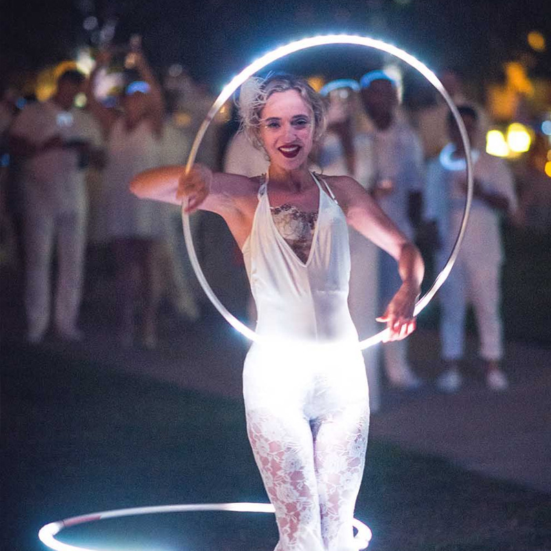 light performer wearing all white