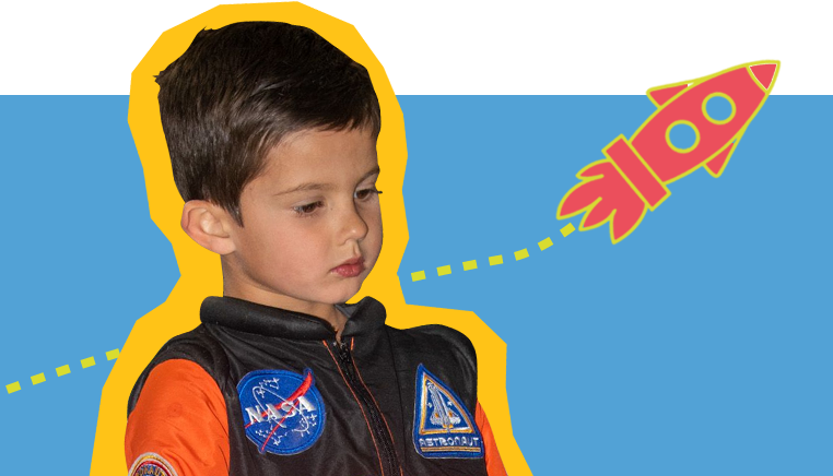 Child at SDCDM in NASA uniform